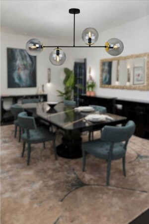 Stella 4-teiliger moderner Kronleuchter in Schwarz/Gold (Rauchglas) STLLA-SYH/GLD-FM-04 - BSA LIGHTING