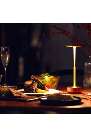 Stern Abajur Lüks Dekoratif Şarjlı 3 Mod Restaurant Masa Abajur Yemek Masa Lambası Siyah sdsdcwe - 2