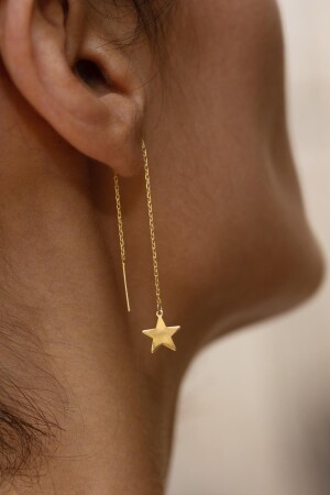 Stern-Ohrringe aus 14 Karat Gold mit Kette KPZNCRLYLDZ - 2
