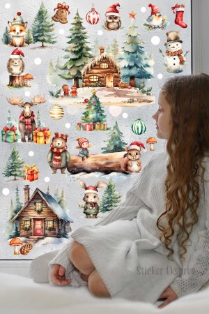 مقالات عيد الميلاد في الغابة في العام الجديد - Sticker Ekspres