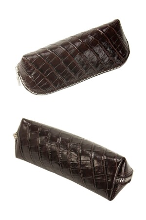 Stifthalter aus echtem Leder in Krokodilbraun, Portfolio und Clutch, Make-up-Handtasche 2785-ck 2785-CK - 6