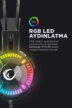 Stile Schwarz USB 7. 1 RGB-LED-Gaming-Headset mit Mikrofon 31115 - 2