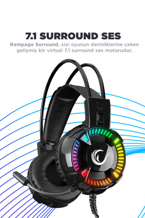 Stile Schwarz USB 7. 1 RGB-LED-Gaming-Headset mit Mikrofon 31115 - 5