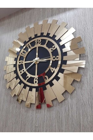 Stilvolle geprägte dekorative Wanduhr, luxuriöse goldgelbe Sonne, moderne Home-Office-Uhr, 40 x 40 cm - 3