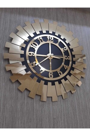 Stilvolle geprägte dekorative Wanduhr, luxuriöse goldgelbe Sonne, moderne Home-Office-Uhr, 40 x 40 cm - 4