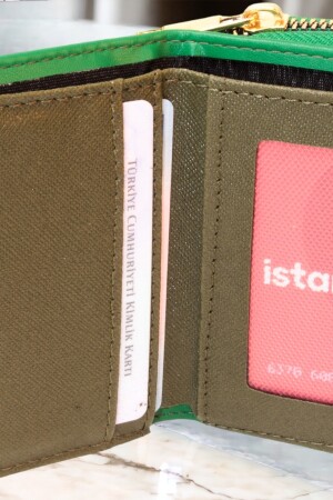 Stilvolle grüne Damenbrieftasche mit Reißverschluss und Münzfach mit Druckknopf, Kartenhalter-Zubehör drcmars101 - 6