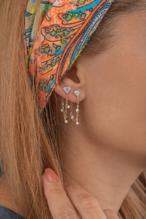 Stilvolle Ohrhänger aus 14 Karat Gold mit Diamanten für Damen 7042-GT - 1