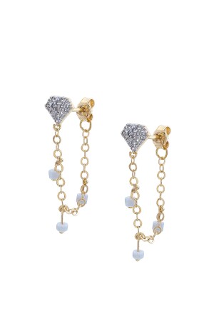 Stilvolle Ohrhänger aus 14 Karat Gold mit Diamanten für Damen 7042-GT - 2