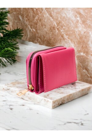Stilvolle rosa Damenbrieftasche mit Reißverschluss und Münzfach mit Druckknopf, Kartenhalter-Zubehör drcmars101 - 2