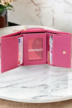 Stilvolle rosa Damenbrieftasche mit Reißverschluss und Münzfach mit Druckknopf, Kartenhalter-Zubehör drcmars101 - 3