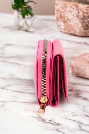 Stilvolle rosa Damenbrieftasche mit Reißverschluss und Münzfach mit Druckknopf, Kartenhalter-Zubehör drcmars101 - 4
