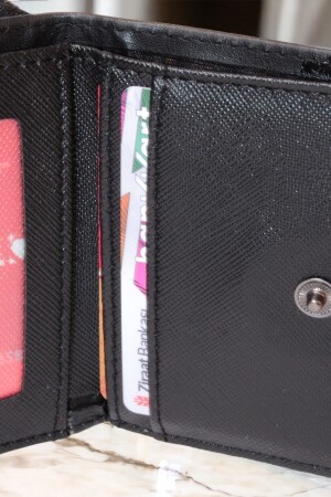 Stilvolle schwarze Damenbrieftasche mit Reißverschluss und Münzfach mit Druckknopf, Kartenhalter-Zubehör drcmars101 - 5