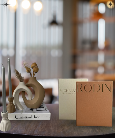 Stilvolles Duo des Hauses Home Decorista, Stoffbezug, 2er-Set, dekorative Buchbox – Buchbox – Deko-Buch&Home Sibel – Ela Design Ivy Lover Vase – Kerzenständer-Kerzenhalter-Set - Home Dekorista