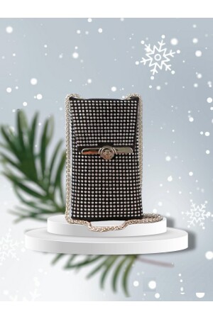 Stilvolles Geschenk für Damen, Handy-Umhängetasche, Geldbörse mit glänzendem Stein, silberner Ketten-Schultergurt MDLPLLU - 9