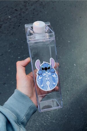 Stitch Wasserflasche 500 ml Mica Milk Box Design Wasser Kaffee Getränkeflasche Hello Kitty Starbucks Matara Yushi-MATARA-STITCH - 1