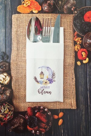 Stoff strukturierte Bon Appetit Ramadan Serviette Taschenserviette 6 Stück - 1