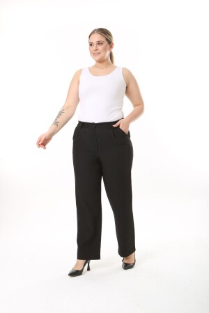 Stoffhose mit weitem Bein und elastischem Bund in Übergröße - Era Lisa