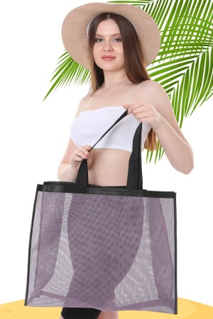 Stofftasche Lila Mesh Strandtasche - 1