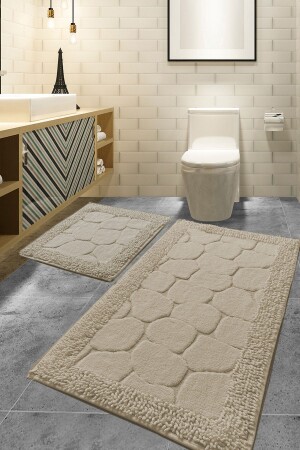 Stone Cotton Beige 2er-Set Badematten-Set aus Baumwolle, 60 x 100 cm und 50 x 60 cm - 1