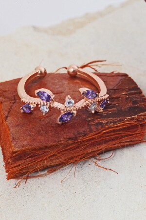 Stoned Ivy Purple Stone 14K Rosévergoldeter verstellbarer Damenring - 3