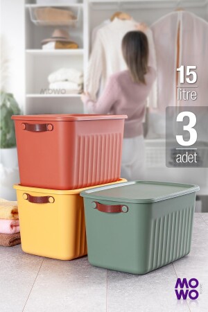 Storage Box Mix 15 Lt Çok Amaçlı Düzenleyici Kapaklı Kutu, Dekoratif Saklama Kutusu, Organizer MOWO-03-013-3 - 1