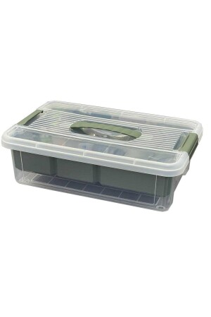 Stormax 6 Litre Bölmeli Kapaklı Çok Amaçlı Saklama Kutusu Organizer Yeşil Kapaklı Saklama Kutusu Organizer - HOBBY LİFE