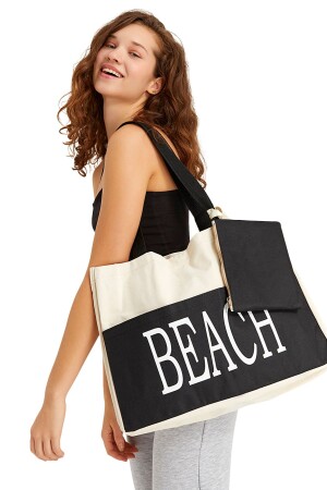 Strandtasche „Beach Written“ für Damen, cremefarben, 45 x 50 cm, MM0008923 - 1