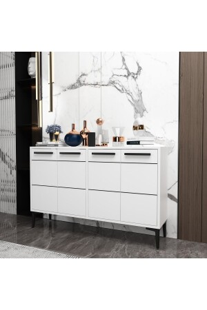 Stria White Konsole, TV-Ständer, TV-Einheit, Kaffeeecke, Badezimmerschrank, Mehrzweckschrank STRIAWHITEKBB - 4