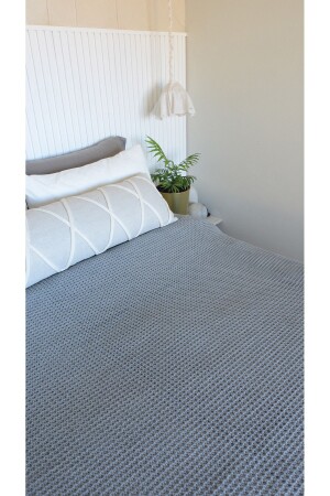 Strickdecke Esila Grau Double (200x220 cm) - 6