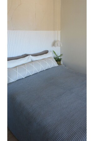 Strickdecke Esila Grau Double (200x220 cm) - 7