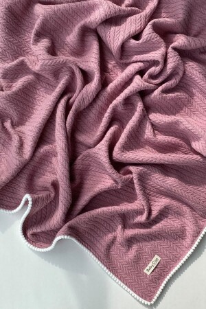 Strickmuster Baby-Pique-Babydecke aus Bio-Baumwolle Dusty Rose 100x120 cm - 4