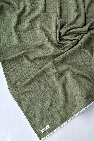 Strickmuster Baby-Pique-Babydecke aus Bio-Baumwolle Khaki 100x120 cm CAİS14202753 - 4