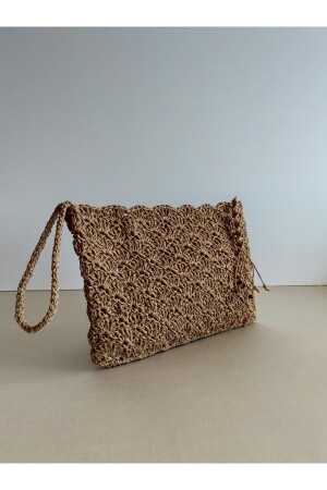 Stroh - Handgestrickte Tasche aus Papierfaden - Clutch - Portfolio - Handtasche - 3