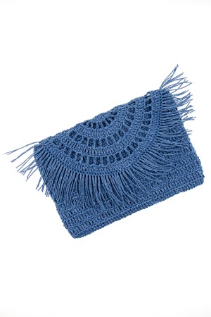 Strohtasche, Raffia-Strickmappe und Clutch-Tasche, Marineblau, Art. 139 - 3