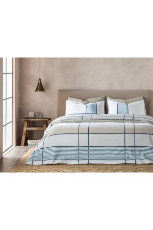 Strukturierte Linien, leicht zu bügeln, Doppelbett-Bettbezug-Set, 200 x 220 cm, Beige, 10039227 - English Home