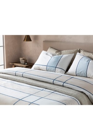 Strukturierte Linien, leicht zu bügeln, Doppelbett-Bettbezug-Set, 200 x 220 cm, Beige, 10039227 - 4