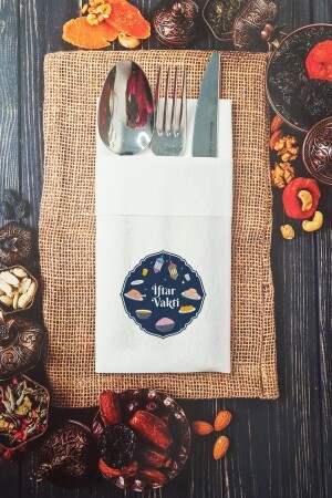 Strukturierte Ramadan-Serviette aus Stoff mit Iftar-Zeitschrift, Taschenserviette, 6 Stück - 1