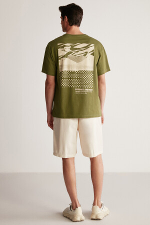 Stuart Herren-T-Shirt in Oversize-Passform aus 100 % Baumwolle mit dickem Strukturdruck in Khaki STUART01042023 - 5