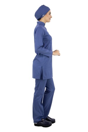 Sturmblaues dünnes Lycra-Hijab-Krankenschwesteruniform- und Chirurgenarzt-Uniform-Set LYCRA-SOFT-HIJAB - 3