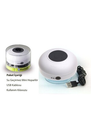 Su Geçirmez Mini Bluetooth Duş Hoparlörü (BEYAZ) K511.009 - 8