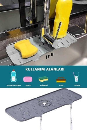 Su Tutucu Musluk Mat Lavabo Için Silikon Esnek Mat Musluk Tutucu Raf Mutfak Tezgahı Sıçrama Koruma - 7