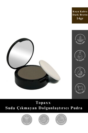 Suda Çıkmayan Koyu Kahve-dark Brown 14gr Saç Sakal Dolgunlaştırıcı Topik Pudra - Topaxx