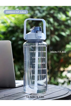 Suhvee 2 L motivierende Wasserflasche mit Strohhalm, Tritan-Gym-Wasserflasche, Gym-Wasserflasche - 3