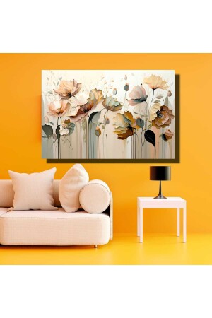 Sulu Boya Görünümlü Çiçekler Modern Kanvas Tablo Dekoratif Duvar Tablo - Hygaleri