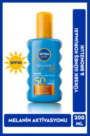 SUN Çift Etkili Yüksek Koruma ve Bronzluk Güneş Spreyi 200ml- SPF50- Doğal Bronzluk- Suya Dayanıklı - 2