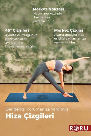 Sun Ekstra Kaydırmaz Yoga Egzersiz Matı 185 x 68 cm 4 mm Kuru - Nemli Ellere- Kauçuk- İndigo - 5