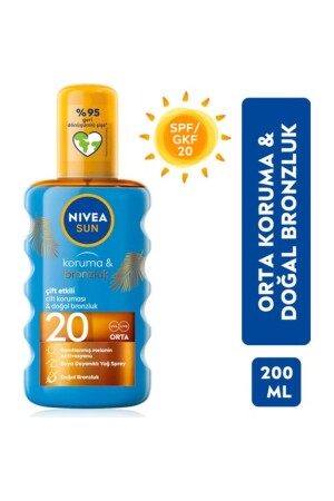 Sun Spf20 Koruma & Bronzluk Güneş Yağı 200 ml Sprey,anında Uva-uvb Koruması 4005900253781 - 2