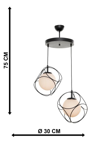 Suna 2. li Schwarz-weißer Glas-Kronleuchter BEG1015BEG02 - 7