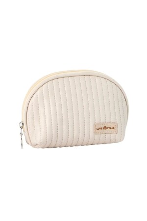 Suni Deri Mini Kapitone Makyaj Çantası - Bej - Valoa