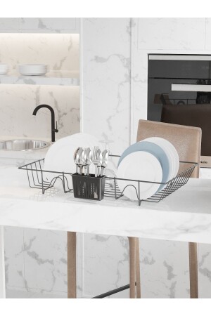 SUNTEL Mat Siyah Tek Katlı Bulaşıklık Tabaklık SM003 - SUNTEL BANYO MUTFAK AKSESUARLARI